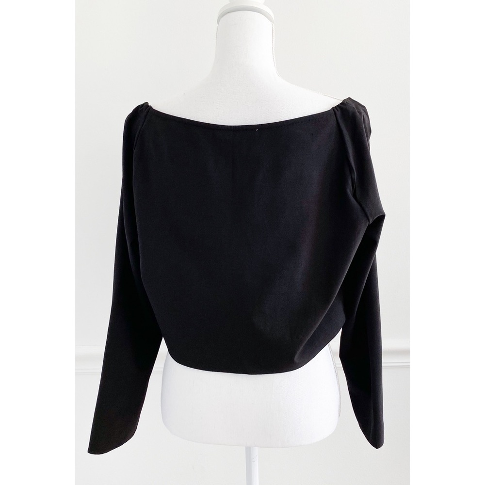 Abercrombie Best Dressed Black Sweetheart Crop Long Sleeve Blouse View 5